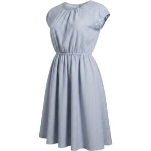 Lands' End Dress Girls 14 Blue White Seersucker Cotton Stripe Preppy Coastal